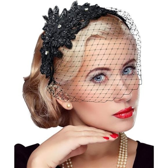 Accessories - FASCINATOR Hats for Women Z5-black Birdcage Veil